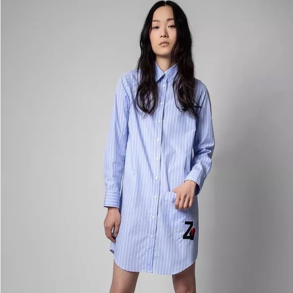 Zadig & Voltaire Dresses & Skirts - Zadig & Voltaire Rais shirt dress size XS. NWOT Oxford blue and white stripe.